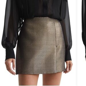 Reiss Louisa Metallic Gold Mini Skirt